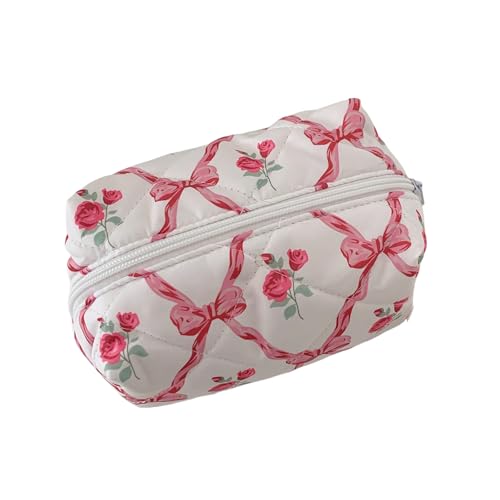 Gesteppte Kosmetikbeutel Große Kapazität Make Up Beutel Bögen Toilettenbeutel Blumen Make Up Beutel Waschbeutel Für Frauen Und Mädchen Bögen Make Up Tasche Große Kapazitätstation Kosmetikbeutel von Qcbuegof