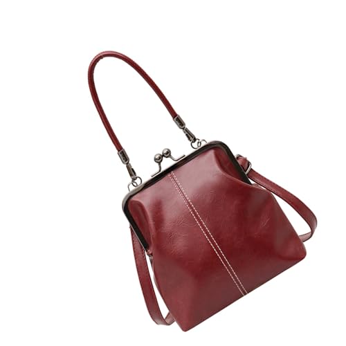 Handytasche Ledergeldbörse Oberer Griff Taschen Umhängetasche Kleine Umhängetasche Handytasche für Frauen Leat Geschenktasche, Rot Braun von Qcbuegof