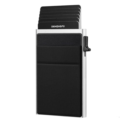 Mehrzweck-Kartenetui Diebstahlsicherung mit stoßfestem Aluminiumgehäuse, starke Abschirmung für tägliche Organisatoren für Kartenfenster, Silber Schwarz von Qcbuegof