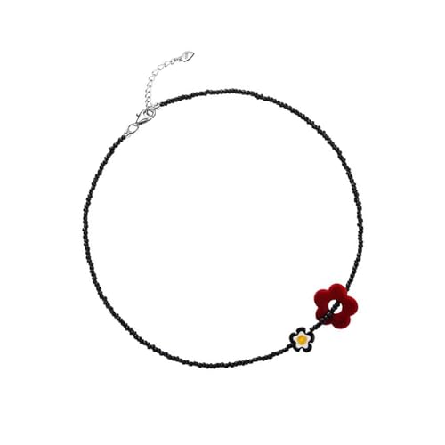 Mode Layered Floral Perlen Halskette Verstellbare Kette für Frauen Mädchen Tragbarer Alltagsschmuck Geschenke Mode Blume Perlen Halskette von Qcbuegof