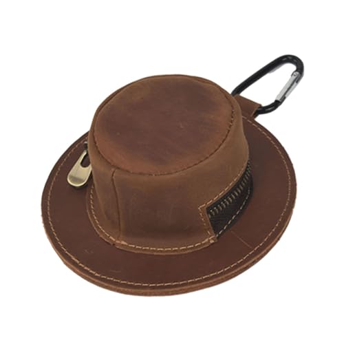 Mode Rindsleder Schlüsselbund Geldbörse Kuhhut Reißverschluss Münzhalter für Herren Damen Unisex Geldbörse Leder, braun von Qcbuegof