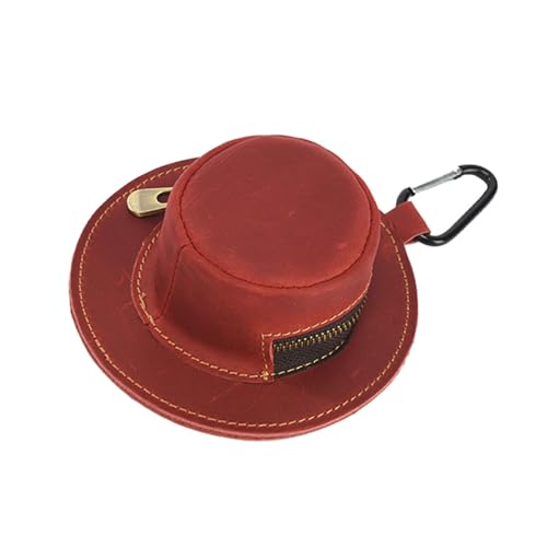 Mode Rindsleder Schlüsselbund Geldbörse Kuhhut Reißverschluss Münzhalter für Herren Damen Unisex Geldbörse Leder, rot von Qcbuegof