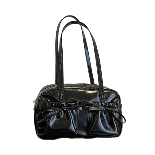 Modische Damen-Handtasche unter den Achseln mit Schleifen Umhängetasche PU elegante Handtasche für den täglichen Gebrauch und besondere Anlässe Ästhetik, Schwarz von Qcbuegof