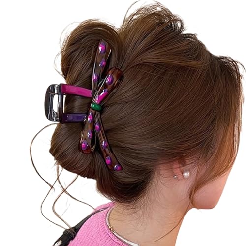 Modische Haarspange mit Herz/Bowkinot rutschfestes Design starker Halt Haarkralle für Frauen Pferdeschwanzhalter für Frauen von Qcbuegof