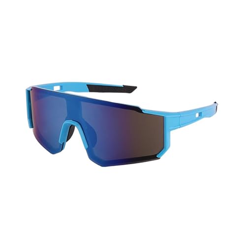 Modische Sport-Sonnenbrille Winddichte Gläser PC Breite Abdeckung Eyewears Outdoor Essential Brillen Sport, Blauer Rahmen Folie Blau, Einheitsgröße von Qcbuegof