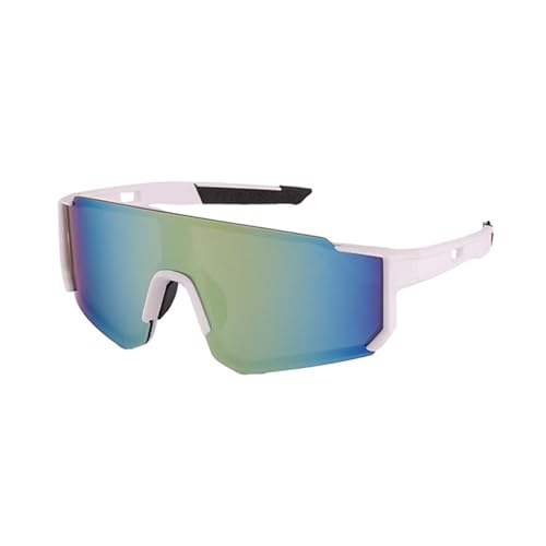 Modische Sport-Sonnenbrille Winddichte Gläser PC Breite Abdeckung Eyewears Outdoor Essential Brillen Sport, Goldene Torte mit weißem Rahmen, Einheitsgröße von Qcbuegof