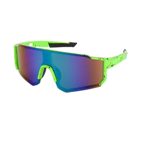Modische Sport-Sonnenbrille Winddichte Gläser PC Breite Abdeckung Eyewears Outdoor Essential Brillen Sport, Green Dot Green Film, Einheitsgröße von Qcbuegof