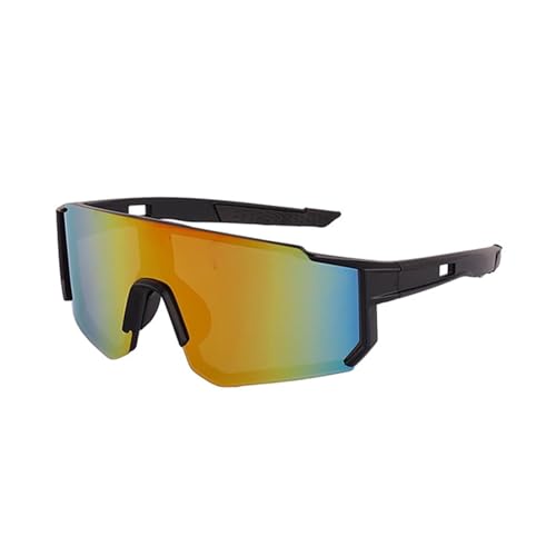 Modische Sport-Sonnenbrille Winddichte Gläser PC Breite Abdeckung Eyewears Outdoor Essential Brillen Sport, Schwarzer Rahmen mit roter Folie, Einheitsgröße von Qcbuegof
