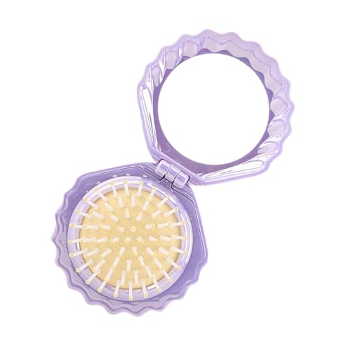 Muschelförmiger Kamm, luftgepolsterte, faltbare Haarbürste, kompaktes Reise-Design, für Damen und Mädchen, Geschenk, eleganter Muschelkamm mit Metall von Qcbuegof