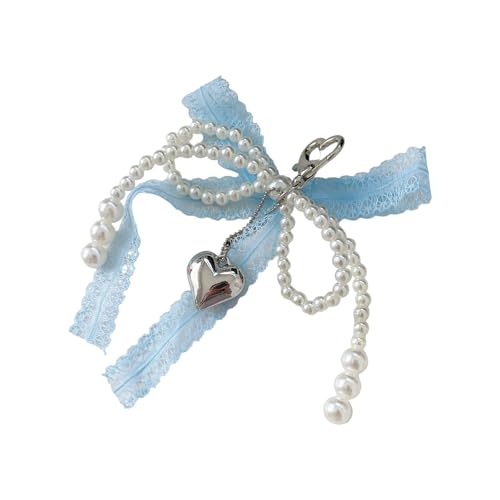 Qcbuegof Ästhetische Perlen & Bögen Schlüsselbund Charme Vintage Geldbörse Handtasche Rucksack Anhängerdekor Für Frauen Valentinstag Accessoire Ästhetik Tasche Charme von Qcbuegof