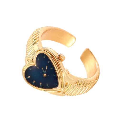 Qcbuegof Elegante Einstellbare Ringe Öffnen Herzform Geometrische Fingerlegierung Textur Geeignet Für Verschiedene Retro Liebe von Qcbuegof