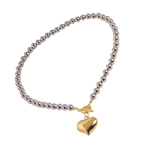 Qcbuegof Kühne Legierung Herz Perlen Statement Halskette Mit Anpassbarer Kette Mehrere Farboptionen Collarbone Kette Schmuck Übertrieben Herz Zauber Halskette von Qcbuegof
