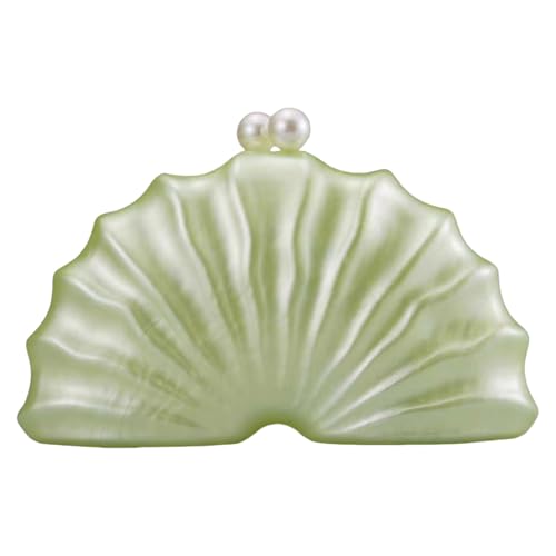 Qcbuegof Modische Acryl-Abendtasche in Muschelform, Umhängetasche, Bankett, Crossbody-Tasche für Hochzeiten und Cocktailpartys, leichte Kettentasche, grün, One Size Qcbuegof Modische Acryl-Abendtasche in Muschelform, Umhängetasche, Bankett, Crossbody-Tasche für Hochzeiten und Cocktailpartys, leichte Kettentasche, grün, One Size von Qcbuegof