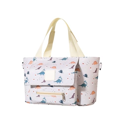 Qcbuegof Modische Wickeltasche mit Oxford-Tuch, multifunktionale Mama-Handtasche mit geräumigen Fächern, groß für vielbeschäftigte Mutter, wasserdichte Mutterschaft, Kleine Dinosaurier von Qcbuegof