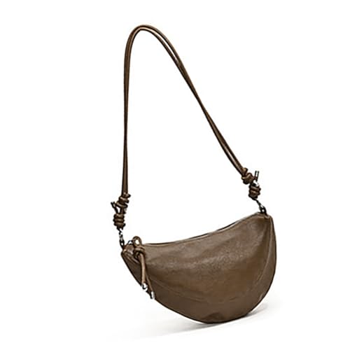 Qcbuegof Retro einfarbige Umhängetasche mit einem Riemen, Knödel, Reißverschluss, PU-Leder, kleine Umhängetasche, Achseltasche für Damen, Unterarm-Geldbörse, pale pink, One Size von Qcbuegof