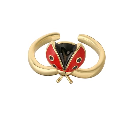 Qcbuegof Sechs Star Ladybirds Inspirierte Verstellbare Ringe Künstlerische Emaillierte Trendy Handgefertigt von Qcbuegof