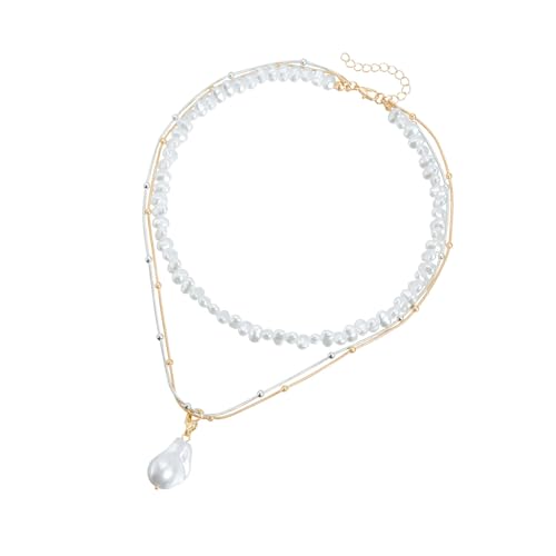 Qcbuegof Stilvolle Perlen Halskette Elegante Ohrringe Mehrschichtige Halskette Frauen Modeaccessoires Geeignet Für Modische Ladies Modeschmuck Für Frauen von Qcbuegof