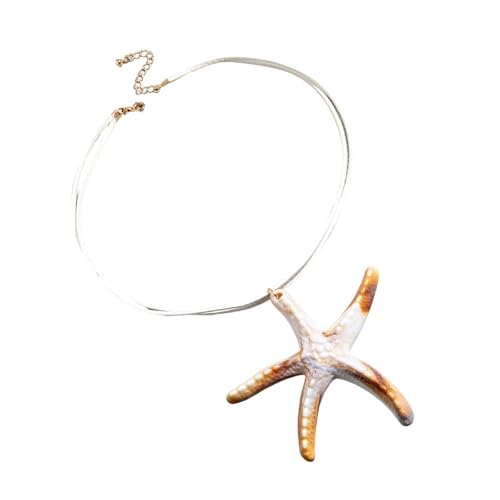 Qcbuegof Übertriebene Harz Sea Star Halskette Handgefertigt Geflochtene Schnurschlangeblattketten Juwely Geburtstagsgeschenk Für Seeliebhaber Seestarfish Anhänger Halskette von Qcbuegof