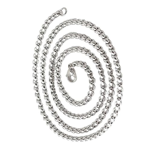 Quadratische Perlenkette Hip-Hop-Halskette für Herren Modern Robust Edelstahl Modeschmuck Zubehör Hals-Kette Edelstahl Quadratische Perlenkette, Einheitsgröße, wie beschrieben, wie beschrieben von Qcbuegof