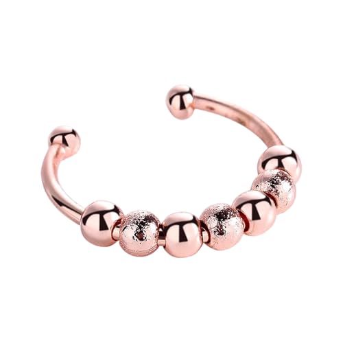 Stilvolle Spinner Ringe mit Perlen für Erwachsene Stressabbau Schmuck Spinner Einstellbar für Konzentration Komfortable tägliche Verwendung Stressabbau Spielzeug, wie beschrieben von Qcbuegof