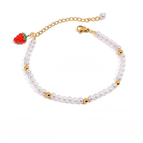 Qcbuegof Stylish Mehrschichtiges Simuliertes Obst Design Edelstahlarmband Verstellbare Kette Für Freizeitparty Oder Büroangebote Trendy Stapelbares Armband Für Frauen von Qcbuegof