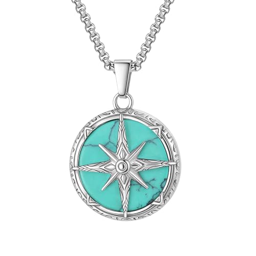 Symbol Runde Halskette Herren Edelstahl Spirituelle Schmuck Zubehör Kette Pullover Halskette für Modeliebhaber Edelstahl, Einheitsgröße, wie beschrieben, wie beschrieben von Qcbuegof