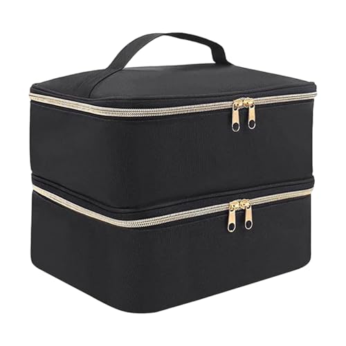 Tragbare Nagellack-Organizer für Flaschen leichtes Aufbewahrungsset Doppelschicht Schutzfächer Zubehör Tasche Organizer für Nagellack mit doppelter Schicht, Schwarz von Qcbuegof