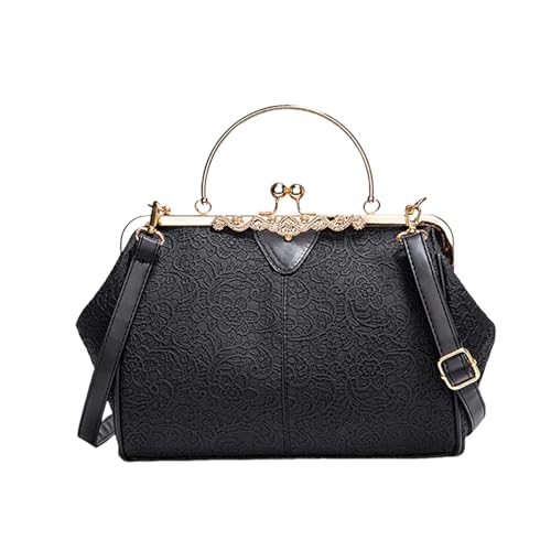 Umhängetasche Damen Leder Mode Casual Mode Umhängetasche mit abnehmbarem Schultergurt, Schwarz von Qcbuegof