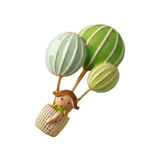 Vibrierende Brosche Cartoon Heißluftballon mit Mädchen Mode Charme Tasche Schnalle Zubehör Modeschmuck Geschenk Dekoration Hut Tasche Schal Pin, Einheitsgröße, wie beschrieben von Qcbuegof