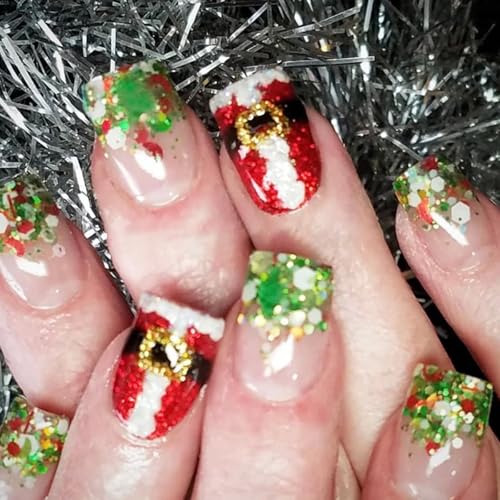 Weihnachtsthemen Kurze Runde Falsche Nägel 24 Pcs Acrylpresse Auf Nägeln Für Mädchen Festliche Nägel Modestock Auf Nägeln Easy Application Nails von Qcbuegof