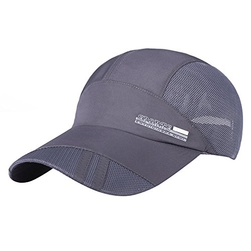 Baseball Cap Mesh Schnell Trocknend Basecap Sport Hut Outdoor Sonnenschutz Kappe Unisex Cap Einstellbare Baseball Kappe Sommer für Bergsteigen Camping Golf Dunkelgrau von Qchomee