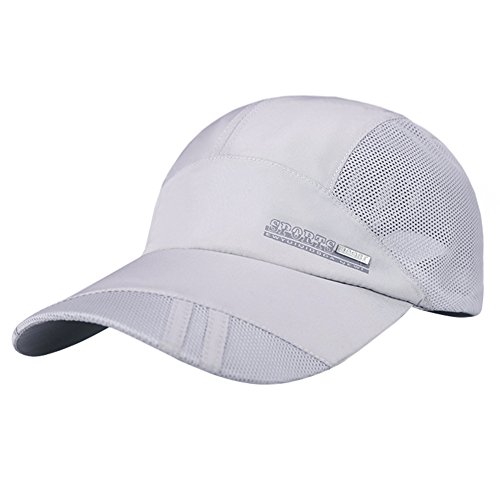 Baseball Cap Mesh Schnell Trocknend Basecap Sport Hut Outdoor Sonnenschutz Kappe Unisex Cap Einstellbare Baseball Kappe Sommer für Bergsteigen Camping Golf Hellgrau von Qchomee