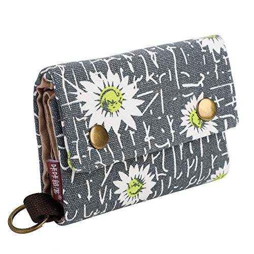 Canvas Geldbeutel Geldbörse Universal Portemonnaie mit Münzfach Kartenfächer Handytasche Mini Klein Geldtasche Multifunktionale Brieftasche Reisedokumententasche für Damen Frau Mädchen Kinder (Grau) von Qchomee