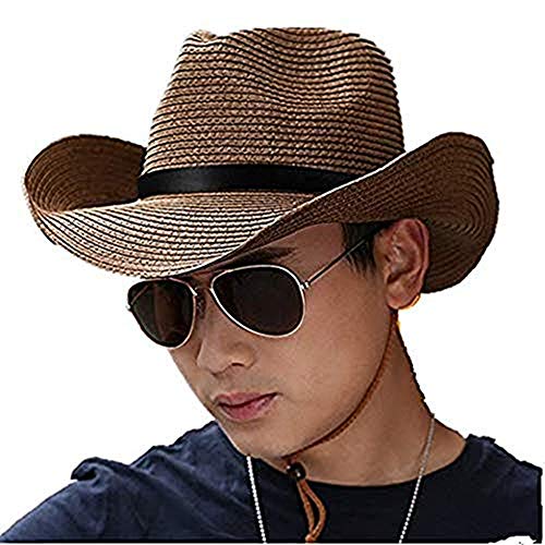 Cowboyhut Herren Strandhut Damen Sonnenhut Atmungsaktiver Sommerhut Sonnencreme Anglerhut Outdoor Hut Faltbar Fischerhut Sommer Anti-UV Mode Strohhut für Wandern Camping Tourismus Brown/Beige/Khak von Qchomee