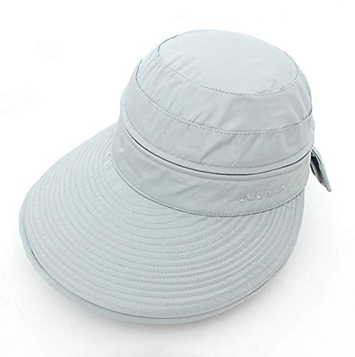 Damen Sonnenhut Sonnenschutz Strandhut mit Reißverschluss Sommerhut Breite Krempe Sonnenmütze Abnehmbar Kappe Frauen Faltbar Atmungsaktiv Kappe Schlapphut Outdoor Hut für Reisen Wandern Besichtigung von QCHOMEE