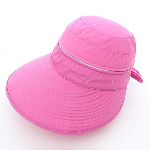 Damen Sonnenhut Sonnenschutz Strandhut mit Reißverschluss Sommerhut Breite Krempe Sonnenmütze Abnehmbar Kappe Frauen Faltbar Atmungsaktiv Kappe Schlapphut Outdoor Hut für Reisen Wandern Besichtigung von QCHOMEE