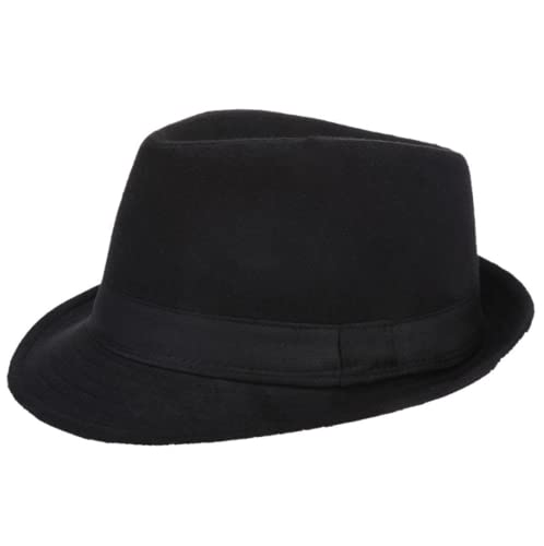 Fedora Trilby Hut Herren Filzhut Jazz-Hut Panama Mütze Mode Filz Gangster Hüte Herrenhut Wintermütze Vintage Style Dress Hut Erwachsene Musikerhut Wollfilzhut Wollhut Mafiahut für Herbst Winter von Qchomee