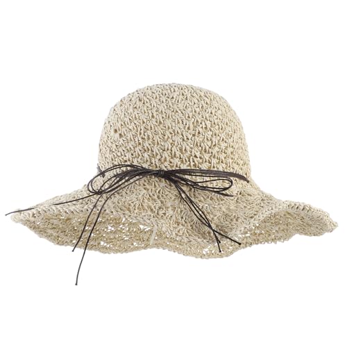 Qchomee Qchomee Damen-Strohhut, Damen-Sonnenhut, atmungsaktiv, Sommer, Sonnencreme, Fischerhut, Outdoor-Hut, faltbar, Fischerhut, Sommer, Anti-UV, eleganter Strandhut für Wandern, Camping, Tourismus, von QCHOMEE