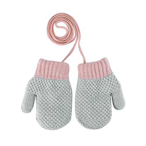 Babyhandschuhe Fäustlinge Handschuhe Winterhandschuhe Mädchen Jungen Fausthandschuhe Winter Warm Kinderhandschuhe Plüschfutter Dick Wollhandschuhe Verdickt Strickhandschuhe für 2-4 Jahre Kinder von Qchomee