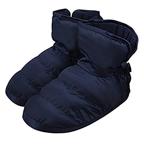 Hausschuhe Unisex Hüttenschuhe Winterhausschuhe Warm Gefüttert Pantoffeln Stiefel Indoor Outdoor Daunenschuhe Anti-Skid Slippers Hüttenstiefel Winter Gummisohle Wärmeschuhe (Marine, numeric_38) von Qchomee