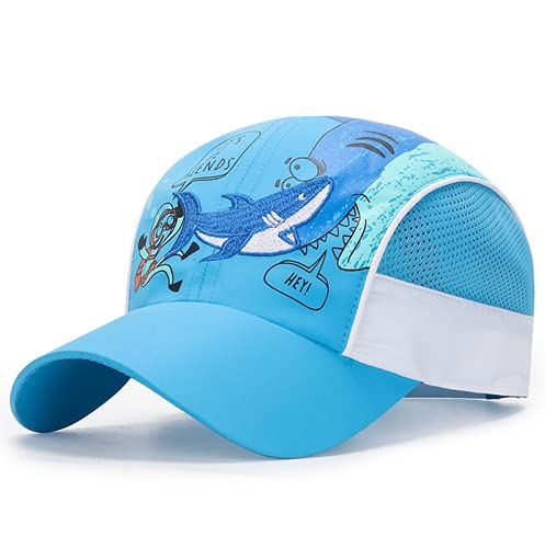 Schnelltrocknend Baseballkappe Atmungsaktiv Sonnenhut Sport Baseball Cap Snapback Cap mit Mesh Atmungsaktiv Sommerhut Anti-UV Kinder Junge Mädchen Kappen Karikatur Baseball Mütze Kappenumfang 50-54CM von Qchomee