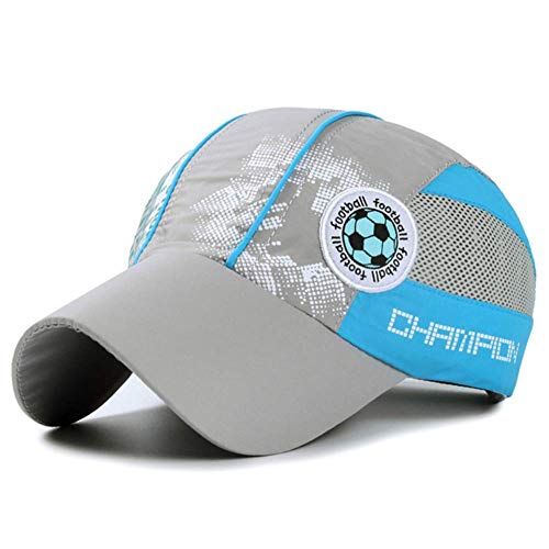 Baseballmütze Mit Fußball-Muster Schnelltrocknend Baseball Kappe Outdoor Sport Snapback Cap Mesh Atmungsaktiv Sonnenhut UV Schutz Schirmmütze Jungen Mädchen Schüler Sommerhut Kappenumfang 52-54cm von Qchomee