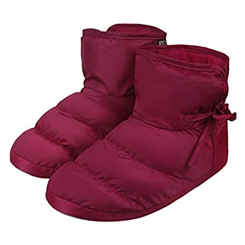 Hausschuhe Unisex Hüttenschuhe Winterhausschuhe Warm Gefüttert Pantoffeln Stiefel Indoor Outdoor Daunenschuhe Anti-Skid Slippers Hüttenstiefel Winter Gummisohle Wärmeschuhe (Rosenrot, numeric_36) von Qchomee