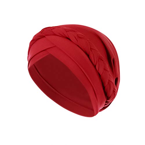 Qchomee Kopftuch Frauen Beanie Turban Baumwolle Indische Turban-Hüte Multifunktional Schlaf Mütze Headwear Head Wraps Kopfbedeckung Muslimischen Schal für Alopezie Haarverlust Urlaub Ausflug (Rot) von Qchomee