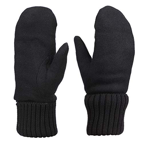 Qchomee Qchomee Damen Winter Fäustlinge Handschuhe Damen Mädchen Winterhandschuhe Fäustlinge Plüsch Warme Strickhandschuhe Weiche Wollhandschuhe Dicke Skihandschuhe für Outdoor Snowboard Fahrrad, Schw von Qchomee