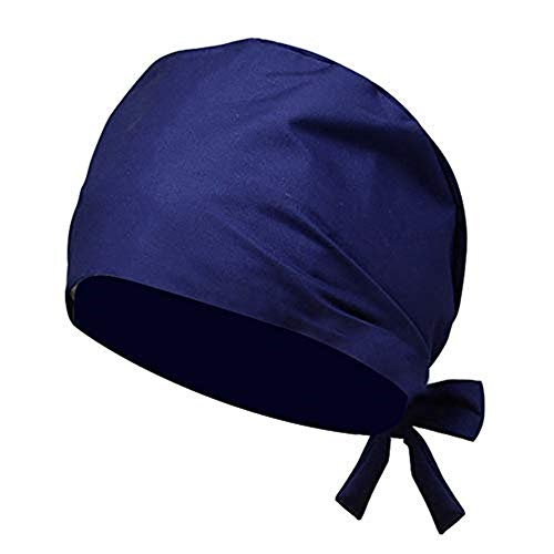 Verstellbar Arbeitskappe Baumwolle Staubkappe Unisex Cap Damen Herren Kopfhaube Einheitsgröße Bandana Cap Anti-Staub Chefkoch Elastische Kochmütze für Langes/kurzes Haar Pflege Kosmetikerin von Qchomee