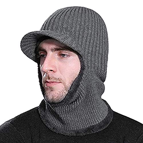 Qchomee Wintermütze Damen Herren Kapuzenschal Winter Warme Balaclava Plüschfutter Schalmütze mit Schirm Schlupfmütze Outdoor Sturmhaube Skihaube Winddicht Gesichtshaube für Snowboard Skifahren von Qchomee