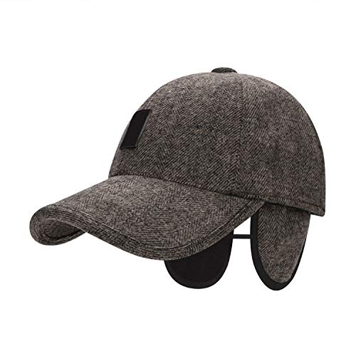 Qchomee Wintermütze Herren Baseball Cap Mit Ohrenklappen Baseballmütze Winter Sport Snapback Cap Warme Mütze Wolle Baseball Kappe Verstellbar Cap Schirmmütze für Reise Outdoor Freizeit Camping von Qchomee