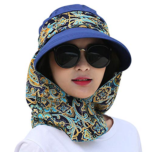 Sonnenhut Damen Sonnenmütze Outdoor Strandhut Staubdicht Sommerhut Faltbare Hut Anti-UV Atmungsaktiv mit Reißverschluss Sonnenschutz breite Krempe Kappe für Reisen Besichtigung Bergsteigen Wandern von QCHOMEE