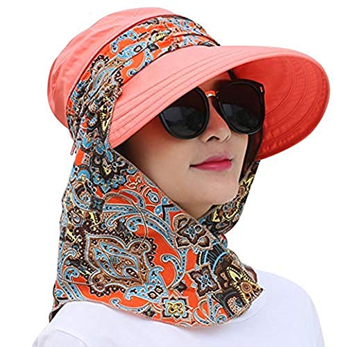 Sonnenhut Damen Sonnenmütze Outdoor Strandhut Staubdicht Sommerhut Faltbare Hut Anti-UV Atmungsaktiv mit Reißverschluss Sonnenschutz breite Krempe Kappe für Reisen Besichtigung Bergsteigen Wandern von QCHOMEE
